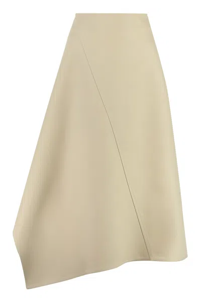 Bottega Veneta Beige Asymmetric Midi Skirt For Women