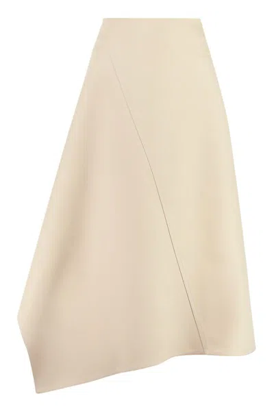 Bottega Veneta Cotton Midi Skirt In Beige