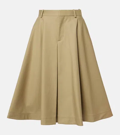 Bottega Veneta Cotton Midi Skirt In Beige