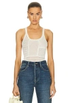 Bottega Veneta Cotton Mixed Pointelle Tank Top In Chalk