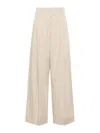 Bottega Veneta Cotton Blend Pant With Wide Leg Cut In Beis