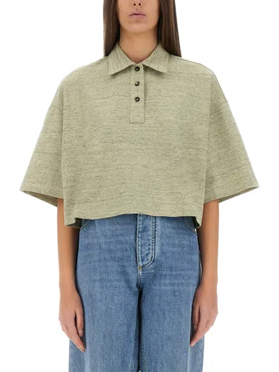 Bottega Veneta Cotton Pique Polo Shirt In Beige