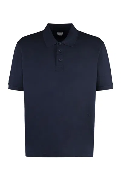 Bottega Veneta Cotton Piqué Polo Shirt In Blue