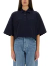 Bottega Veneta Cotton Pique Polo Shirt In Blue