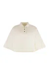 Bottega Veneta Light Cotton Piquet Cropped Polo In Green