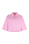 Bottega Veneta Cropped Cotton Polo Shirt In Pink