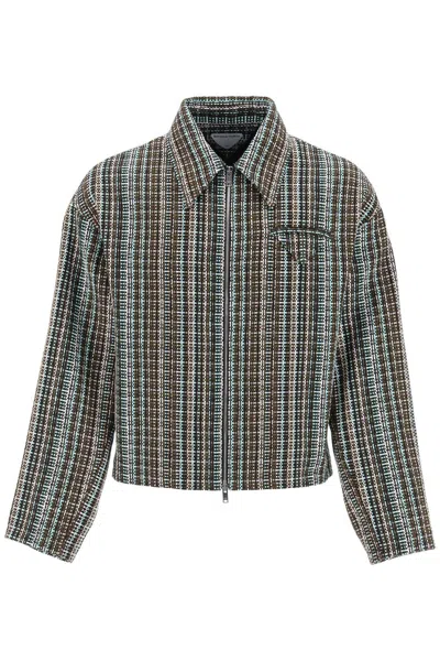 BOTTEGA VENETA COTTON PLAID JACKET WITH FOUR