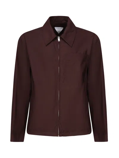 Bottega Veneta Cotton Poplin Jacket In Brown