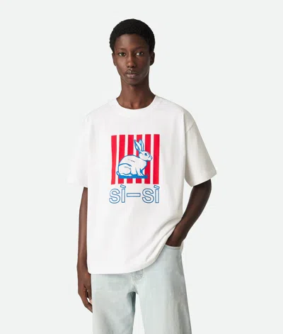 Bottega Veneta Bedrucktes T-shirt Aus Baumwolljersey In White
