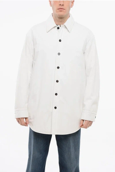 Bottega Veneta Cotton Quilted Overshirt With Flush Pockets In 9000-white