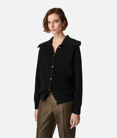 Bottega Veneta Gerippter Cardigan Aus Baumwolle In Black