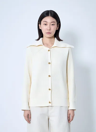 Bottega Veneta Cotton Ribbed Cardigan In Gray
