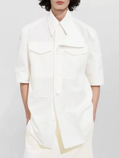 Bottega Veneta Cotton Shirt Short Sleeves Relaxed Cut In White