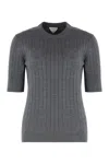 Bottega Veneta Womens Anthracite Ribbed Round-neck Wool Top