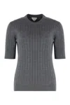 Bottega Veneta Womens Anthracite Ribbed Round-neck Wool Top