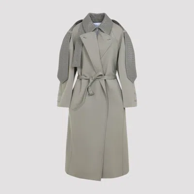 Bottega Veneta Cotton Silk Trench Coat In Gray
