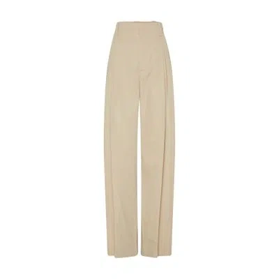 Bottega Veneta Cotton Silk Trousers In Beige