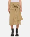 Bottega Veneta Pleated Cotton Long Skirt In Beige