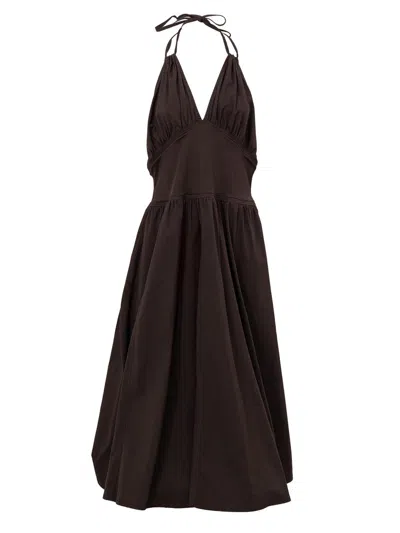Bottega Veneta Cotton Spalline Dress . In Marrone