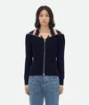 Bottega Veneta Layered Ribbed Striped Cotton Cardigan In Navy/rust/chalk