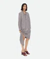 Bottega Veneta Striped Chemisier Dress With Knot Detail In Bordeaux/navy