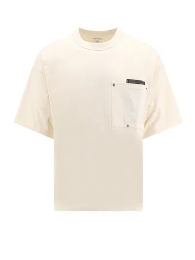 Bottega Veneta Cotton T-shirt With Leather Detail In White