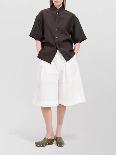 Bottega Veneta Wide-leg Culotte Pants With Button Closure In White