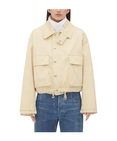 Bottega Veneta Cotton Twill Casual Jacket In Sea Salt