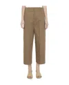 Bottega Veneta Cotton Twill Cropped Trousers In Brown