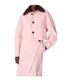 Bottega Veneta Womens Intrecciato-collar Irregular Twill Cropped Cotton Jacket Camelia In Pink