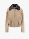 Bottega Veneta Beige Jacket With Removable Collar With Intrecciato Motif In Cotton Woman