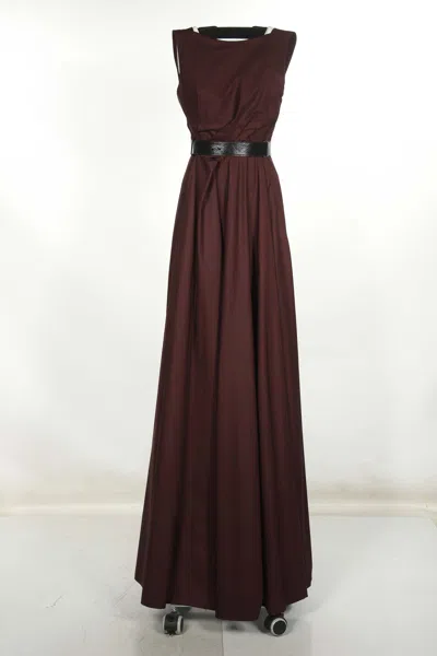 Bottega Veneta Belted Cotton Dress With Open Back In Burgundy