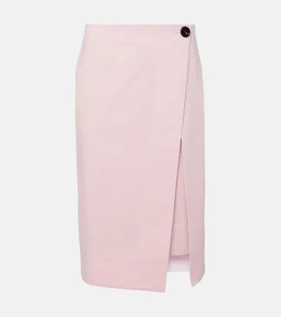 Bottega Veneta Cotton Twill Midi Skirt In Pink