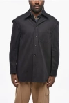 Bottega Veneta Cotton Twill Overshirt With Breast Pocket In Black