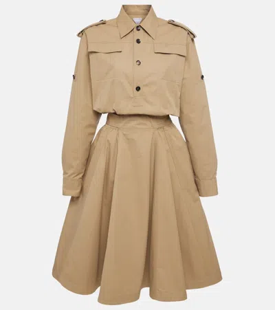 Bottega Veneta Cotton Twill Shirt Dress In Beige