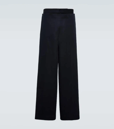 Bottega Veneta Cotton Twill Wide-leg Pants In Blue