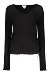 Bottega Veneta Cotton V-neck Sweater In Black