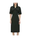 Shop Bottega Veneta Cotton Wrap Dress In Black