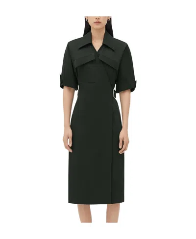 Bottega Veneta Cotton Wrap Dress In Black