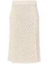 Bottega Veneta White Cotton Crochet Skirt In Beige