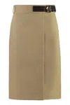 Bottega Veneta Wrap Midi Skirt With Leather Belt In Beige