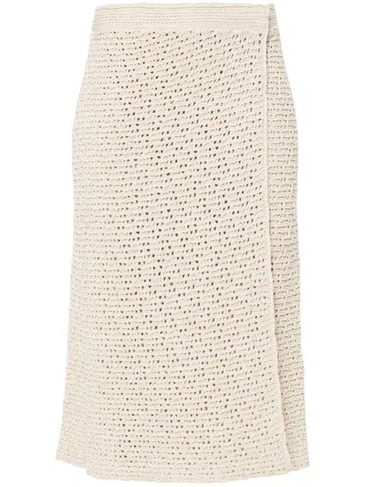 Bottega Veneta Cotton Crochet Skirt In Bone/cloud