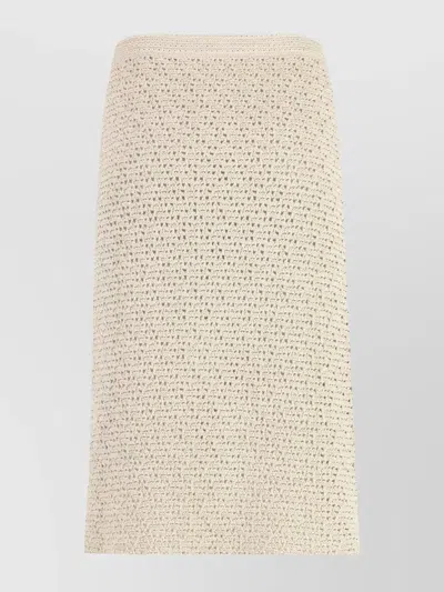 Bottega Veneta Cotton Wrap Skirt Crochet Effect