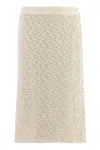 Bottega Veneta White Cotton Crochet Skirt In Ecru