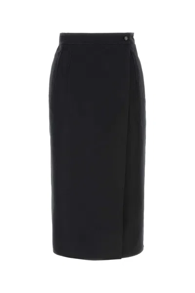 Bottega Veneta Cotton-silk Pencil Skirt In Black