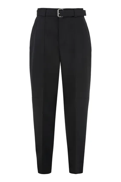 Bottega Veneta Cotton-twill Straight Trousers In Black