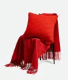 Bottega Veneta Cashmere Cushion With Intreccio Motif In Red