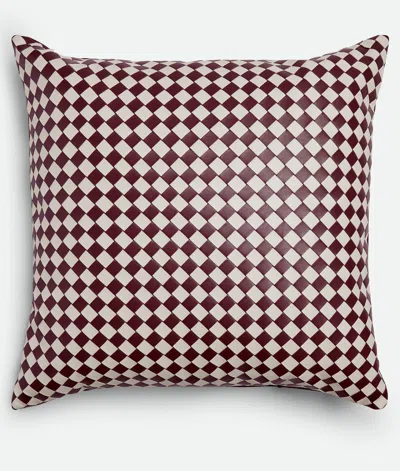 Bottega Veneta Check Intrecciato Cushion In Barolo/chalk