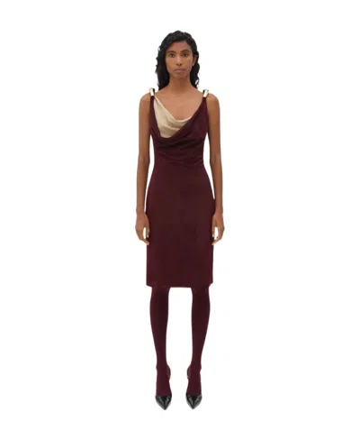 BOTTEGA VENETA COWL-EFFECT SUEDE DRESS