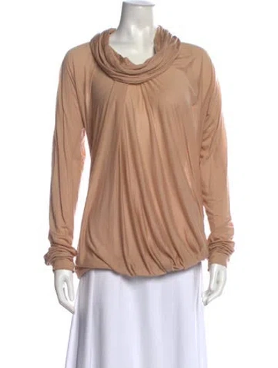Pre-owned Bottega Veneta Cowl Neck Long Sleeve Blouse In Neutral
